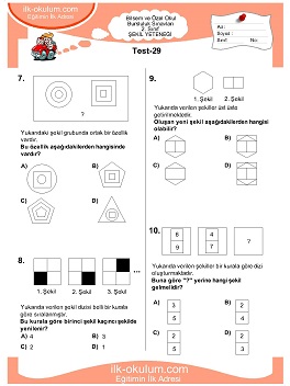 ilkokul 1. Sınıf Bilsem Zeka Testi 